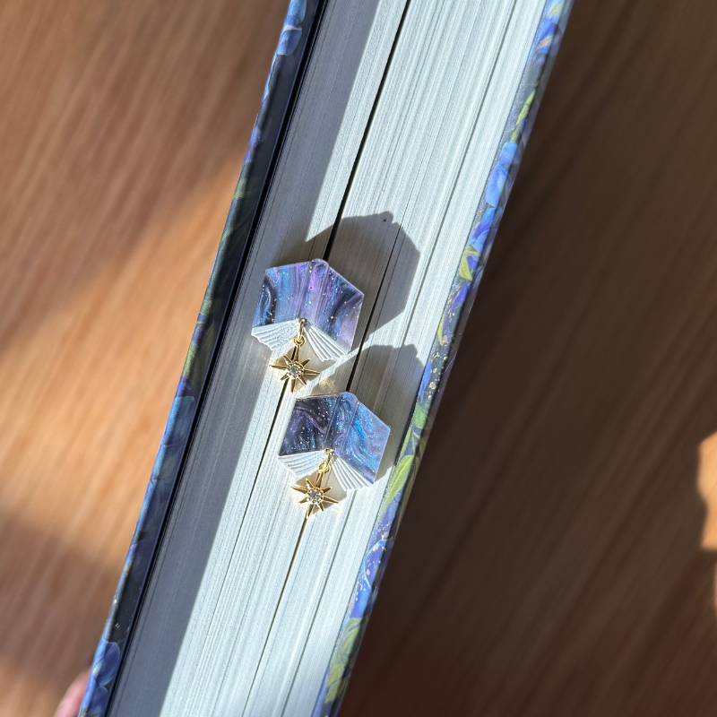 Book and Stars Drop Earrings