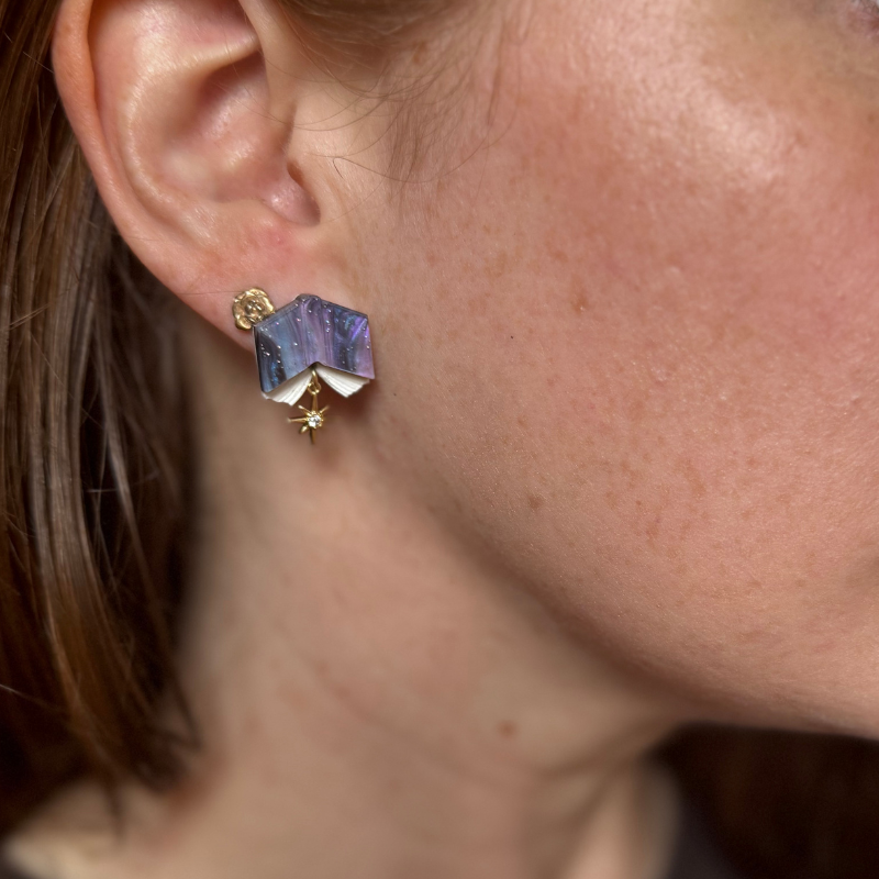 Book and Stars Drop Earrings