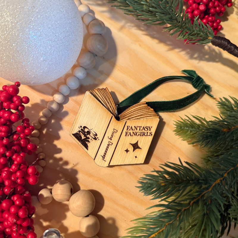 Fantasy Fangirls Wooden Book Ornament