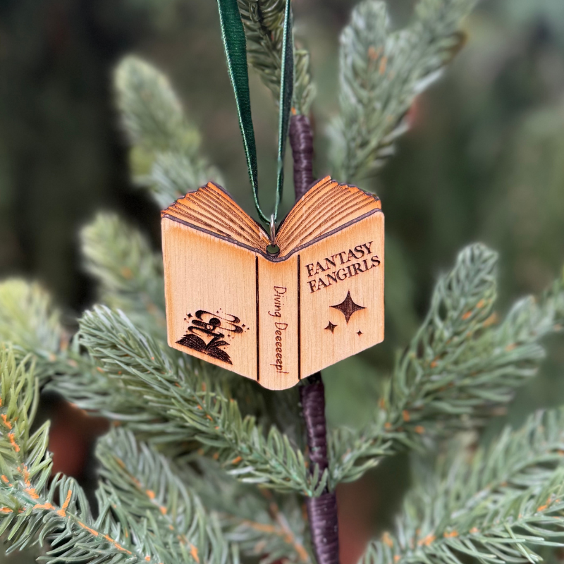 Fantasy Fangirls Wooden Book Ornament