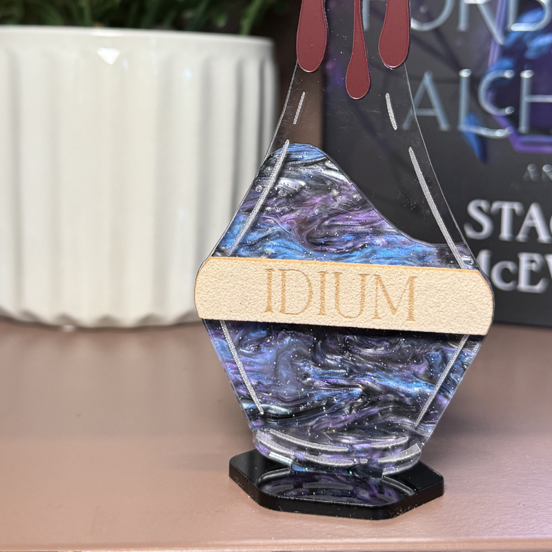 Idium Bottle Bookshelf Sign | A Forbidden Alchemy