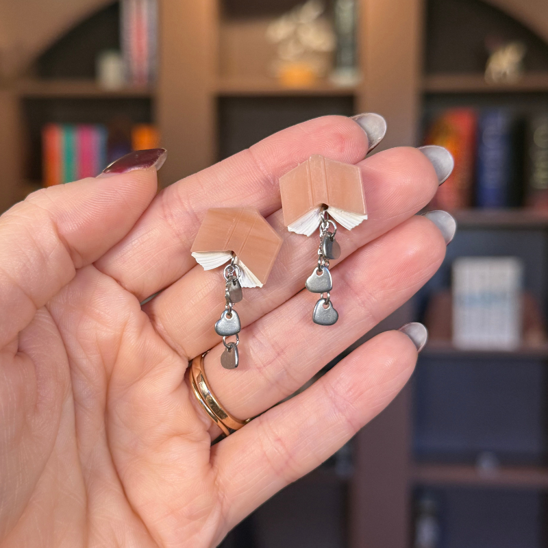 Book and Heart Drop Earrings