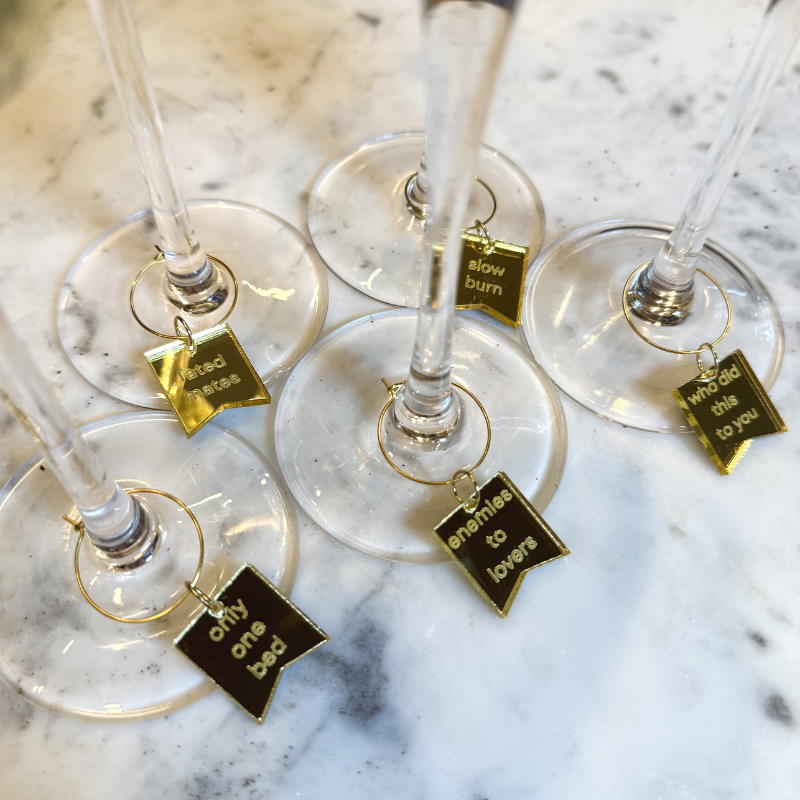 Romance Trope Wine Charms