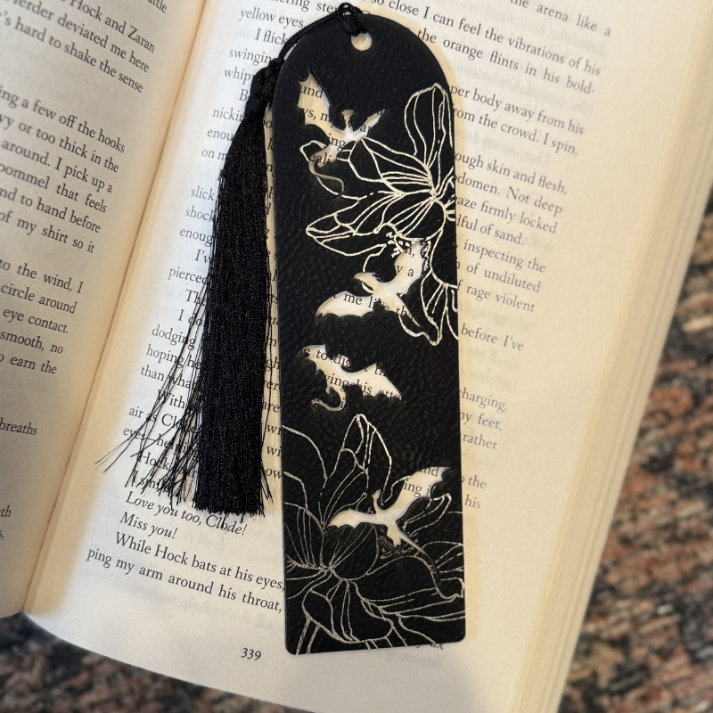 Floral Dragons Vegan Leather Bookmark
