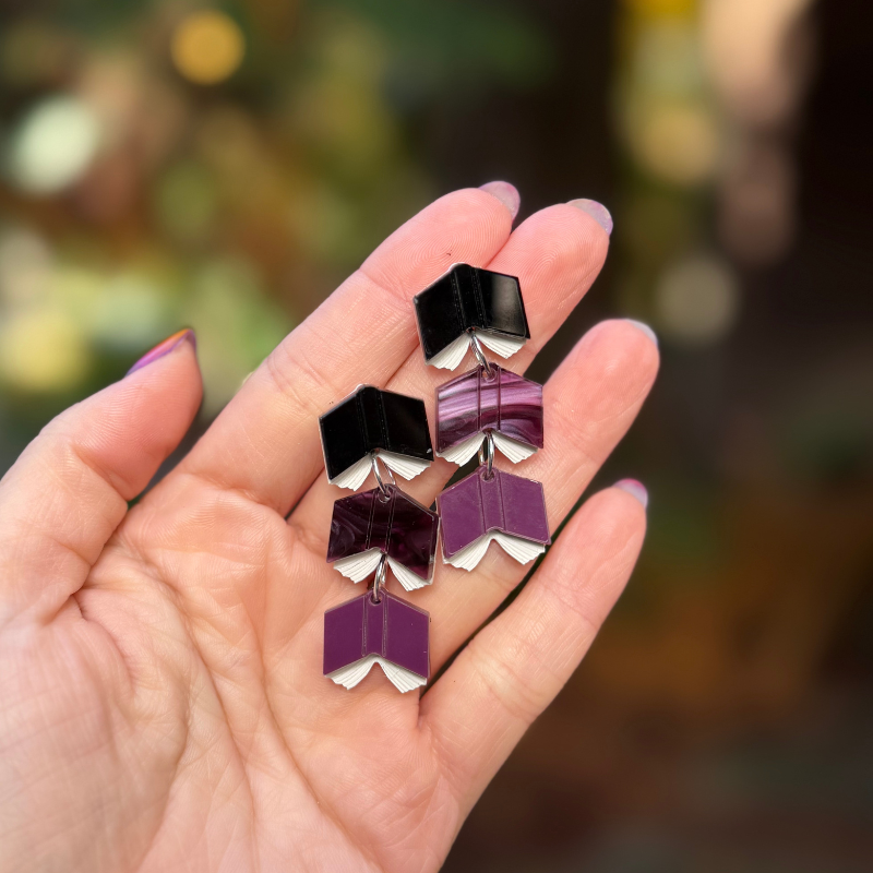 Book Stack Drop Acrylic Earrings