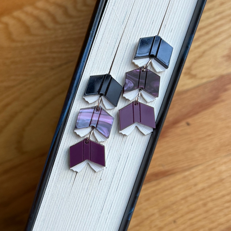 Book Stack Drop Acrylic Earrings