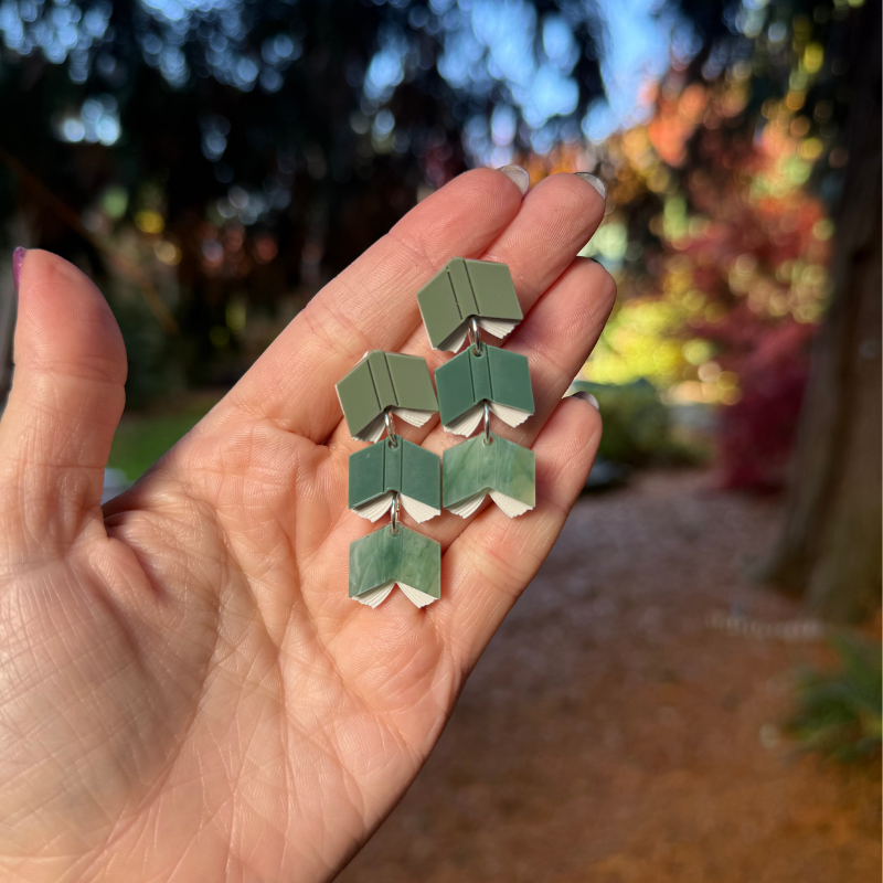 Book Stack Drop Acrylic Earrings