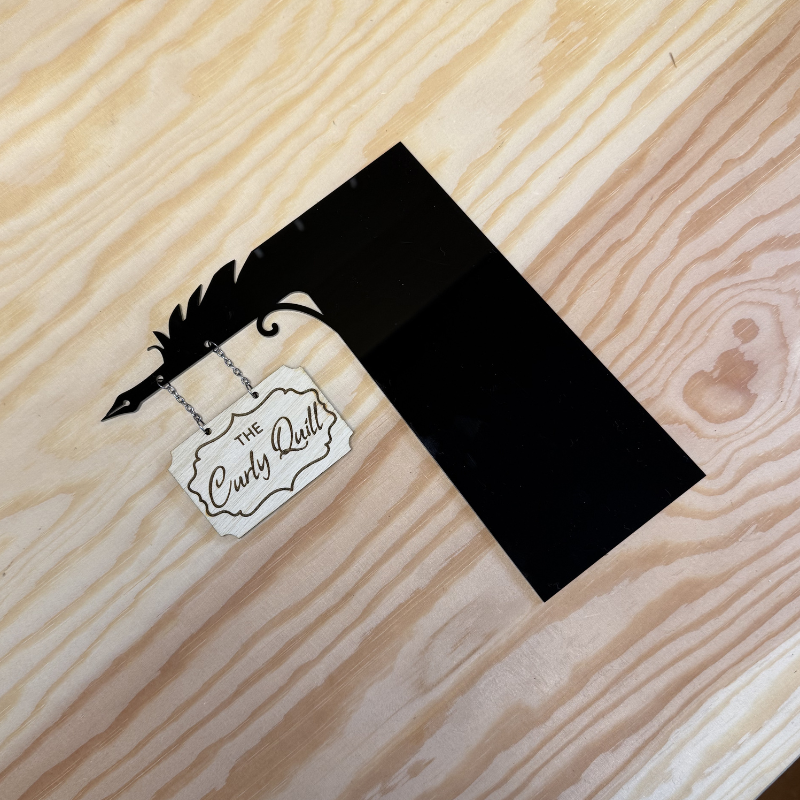 Curly Quill Bookshelf Sign | When the Moon Hatched