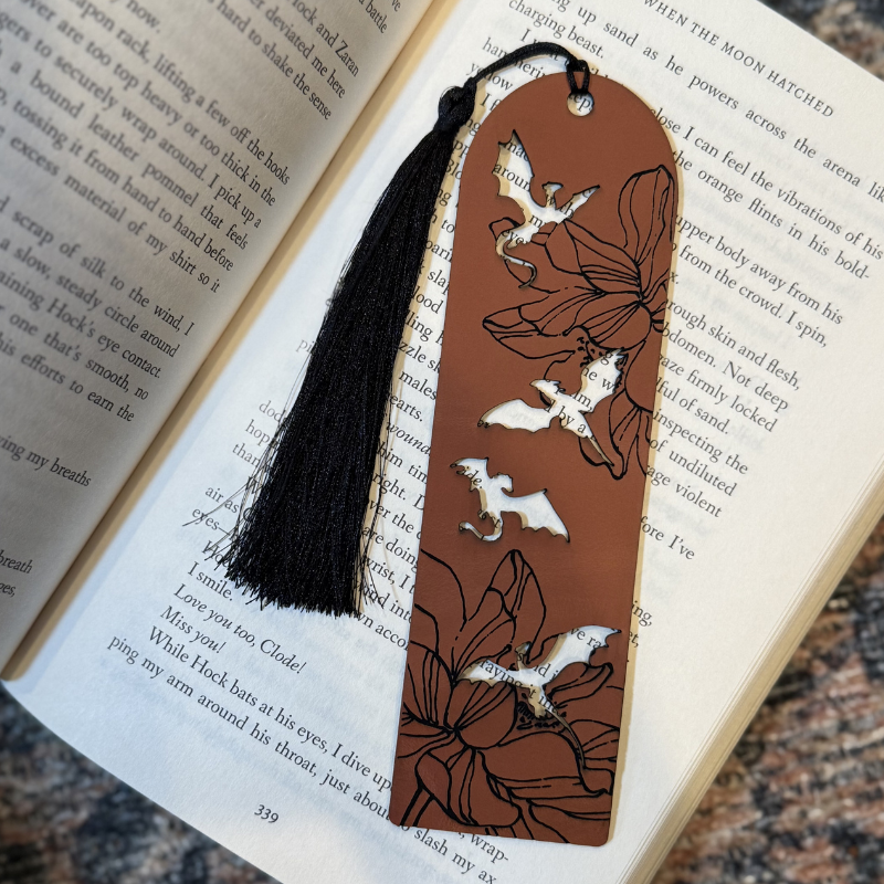 Floral Dragons Vegan Leather Bookmark