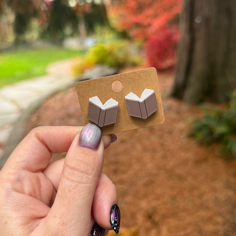 Book Stud Acrylic Earrings