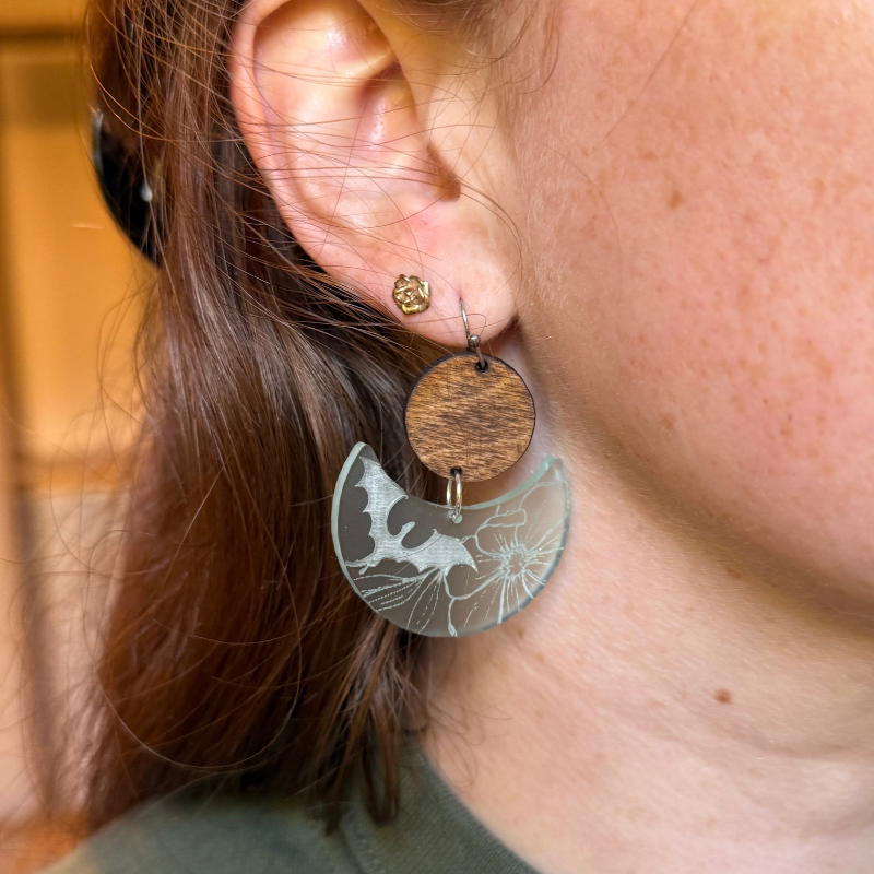 Floral Dragon Dangle Acrylic Earrings