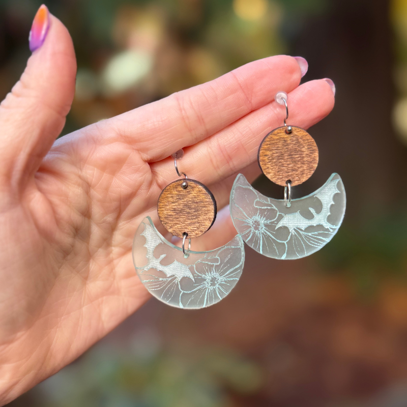 Floral Dragon Dangle Acrylic Earrings