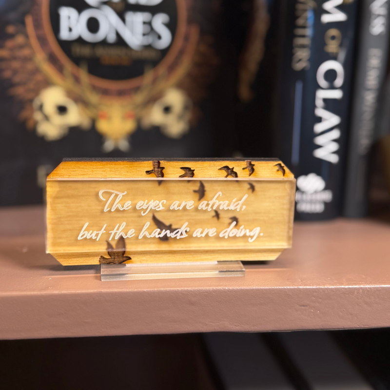 Eyes and Hands Bookshelf Sign | The Road of Bones