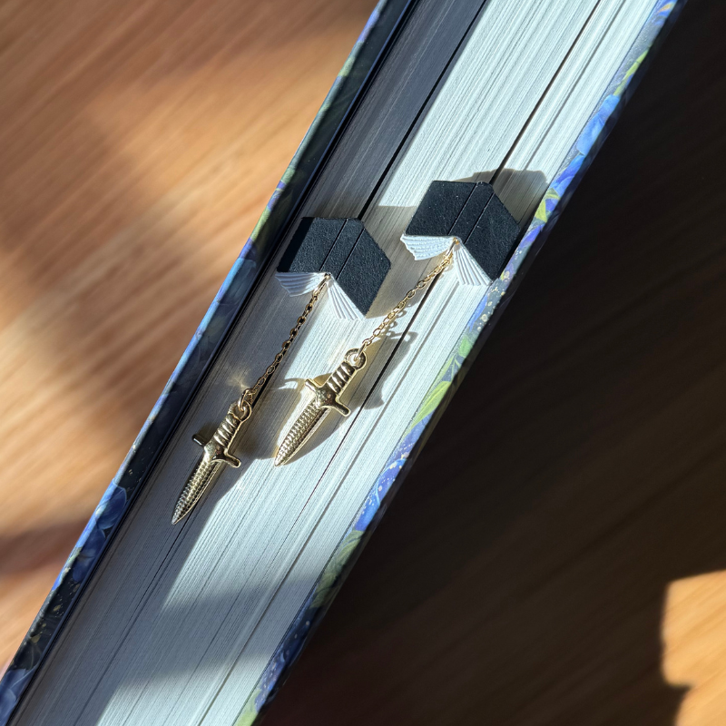 Book and Dagger Drop Earrings