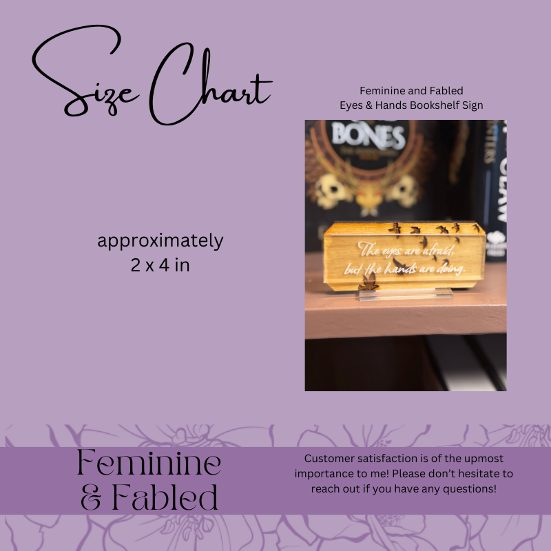 Eyes and Hands Bookshelf Sign | The Road of Bones