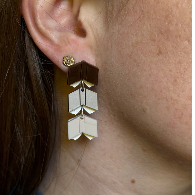 Book Stack Drop Acrylic Earrings