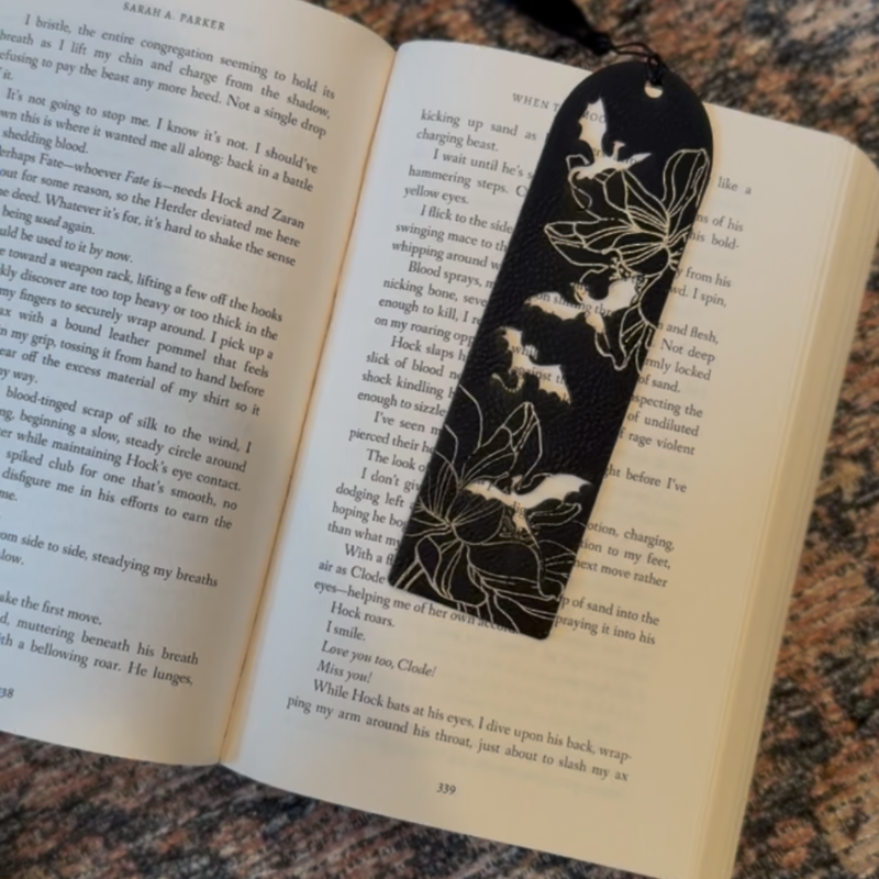 Floral Dragons Vegan Leather Bookmark