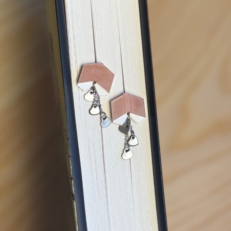 Book and Heart Drop Earrings