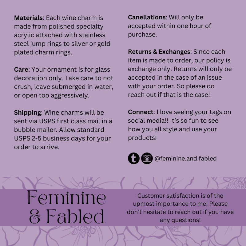 Romance Trope Wine Charms