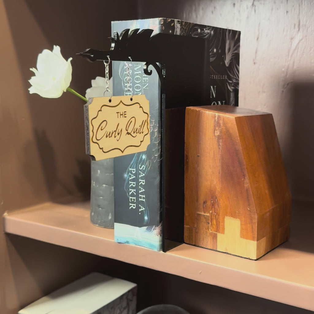 Curly Quill Bookshelf Sign | When the Moon Hatched