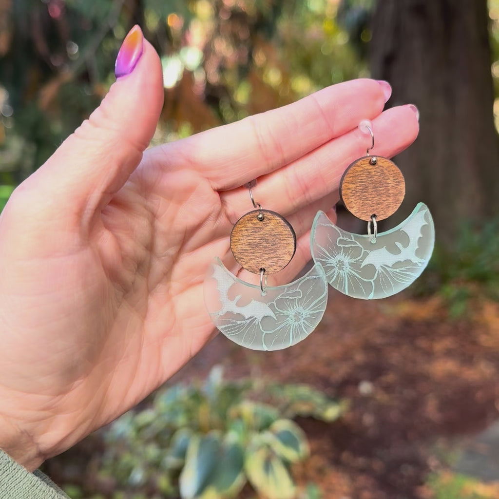 Floral Dragon Dangle Acrylic Earrings