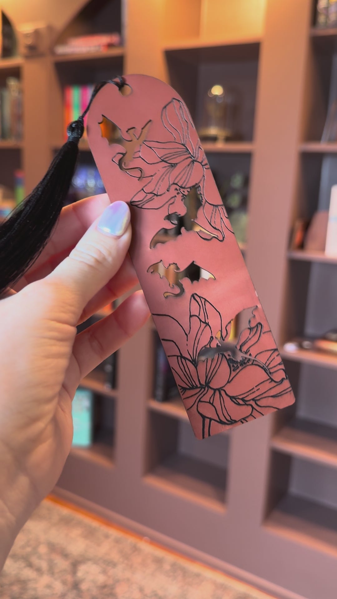 Floral Dragons Vegan Leather Bookmark