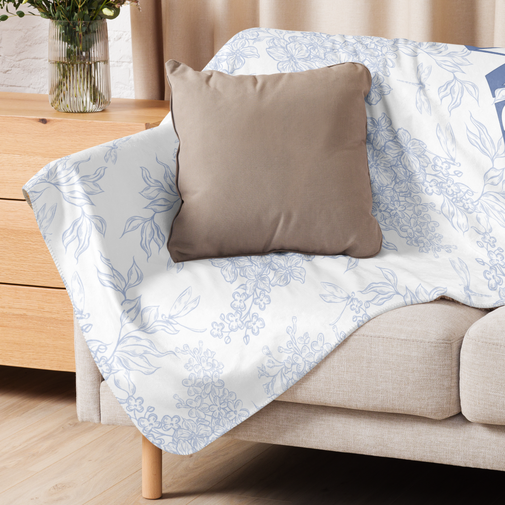 Blue Floral FMC Sherpa blanket | FMC Collection