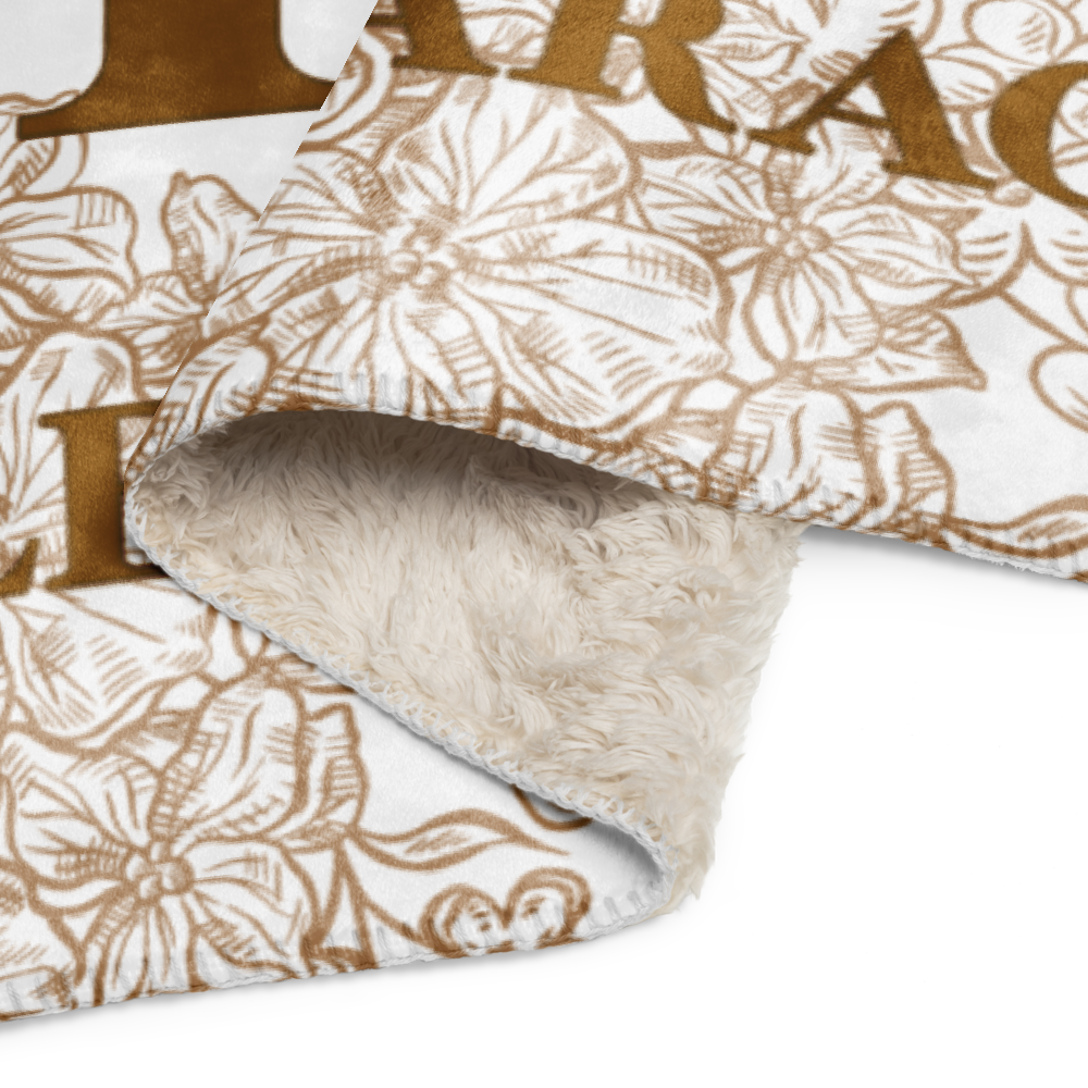 Beige Floral FMC Sherpa blanket | FMC Collection